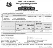 INVITATION FOR BIDS (Interior Works of Sakela Rural Municipality Administrative Building)